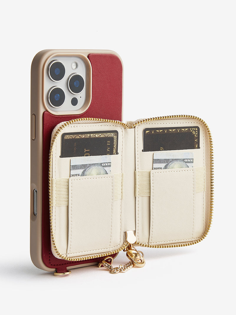 Embroidery Craft Set- Detachable Wireless Charging Crossbody Wallet Phone Case Round Pouch Set-Mobile Phone Cases-DETACHABLE WALLET & ROUND POUCH-Custype