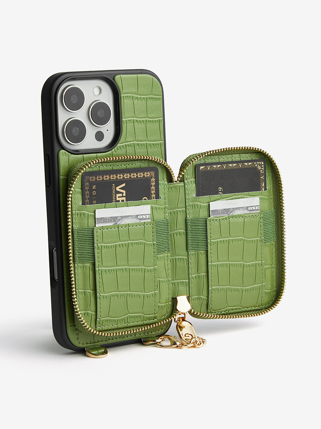 Crocodile Craft Set- Crossbody Wireless Charging Wallet Phone Case Round Pouch Set