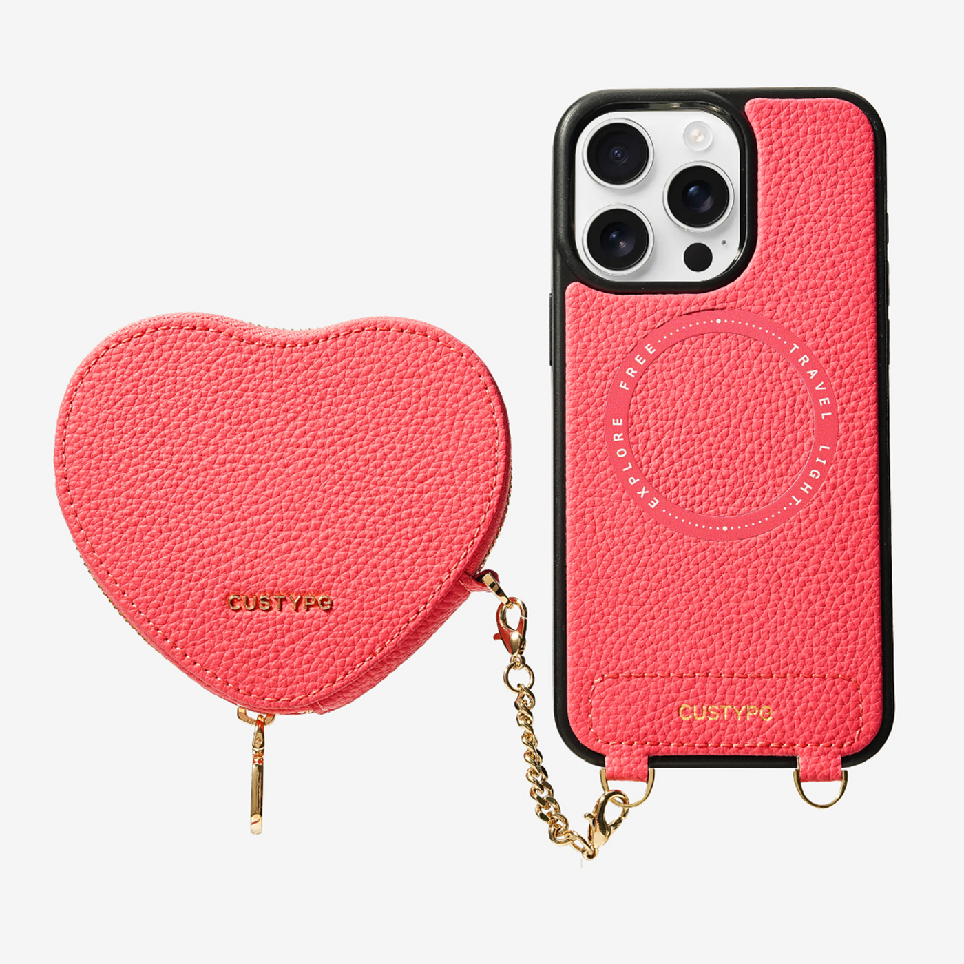 Original Design Set- Wireless Charging Phone Case With Detachable Heart Pouch-Mobile Phone Cases-Custype