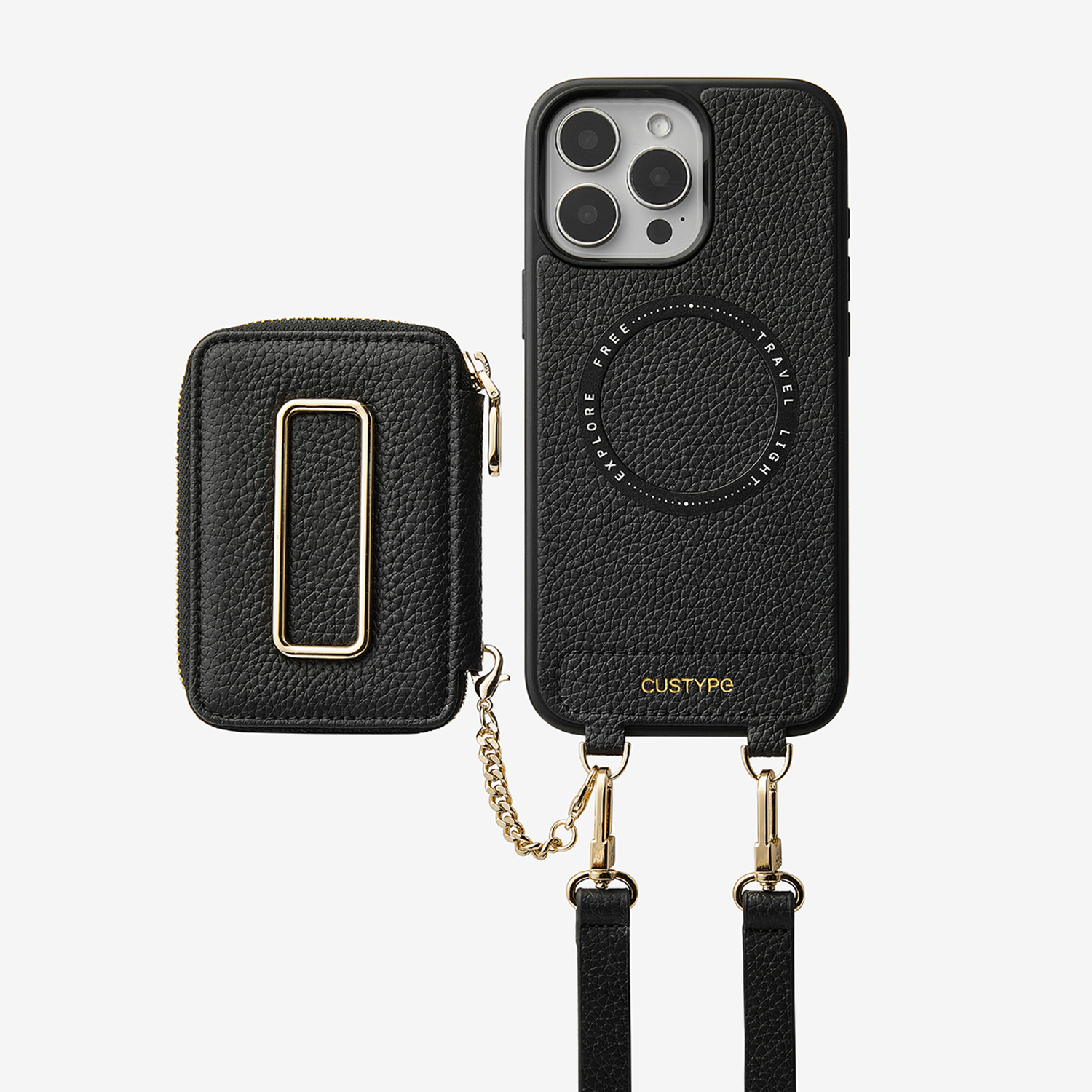 Custype クロスボディ iPhone 16 Pro ケース ストラップとカード