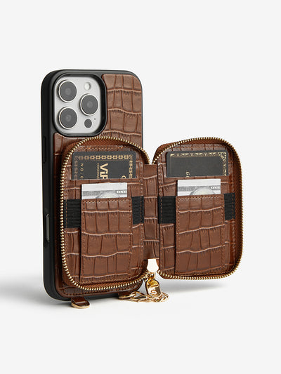 Crocodile Craft Set- Crossbody Wireless Charging Wallet Phone Case Round Pouch Set