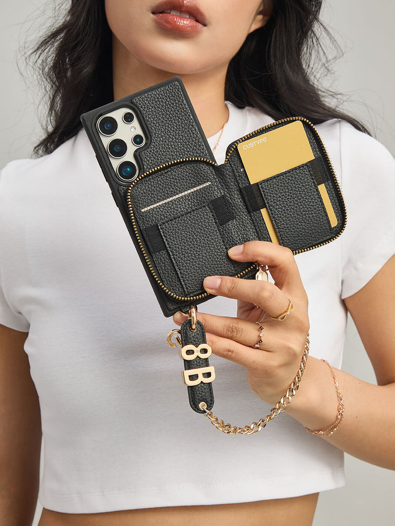 Personalised Style Kit- Samsung Phone Stand Wallet Phone Case for Wireless Charging-Mobile Phone Cases-WRISTBAND & PHONE POUCH-Green-Samsung S25 Ultra-Custype