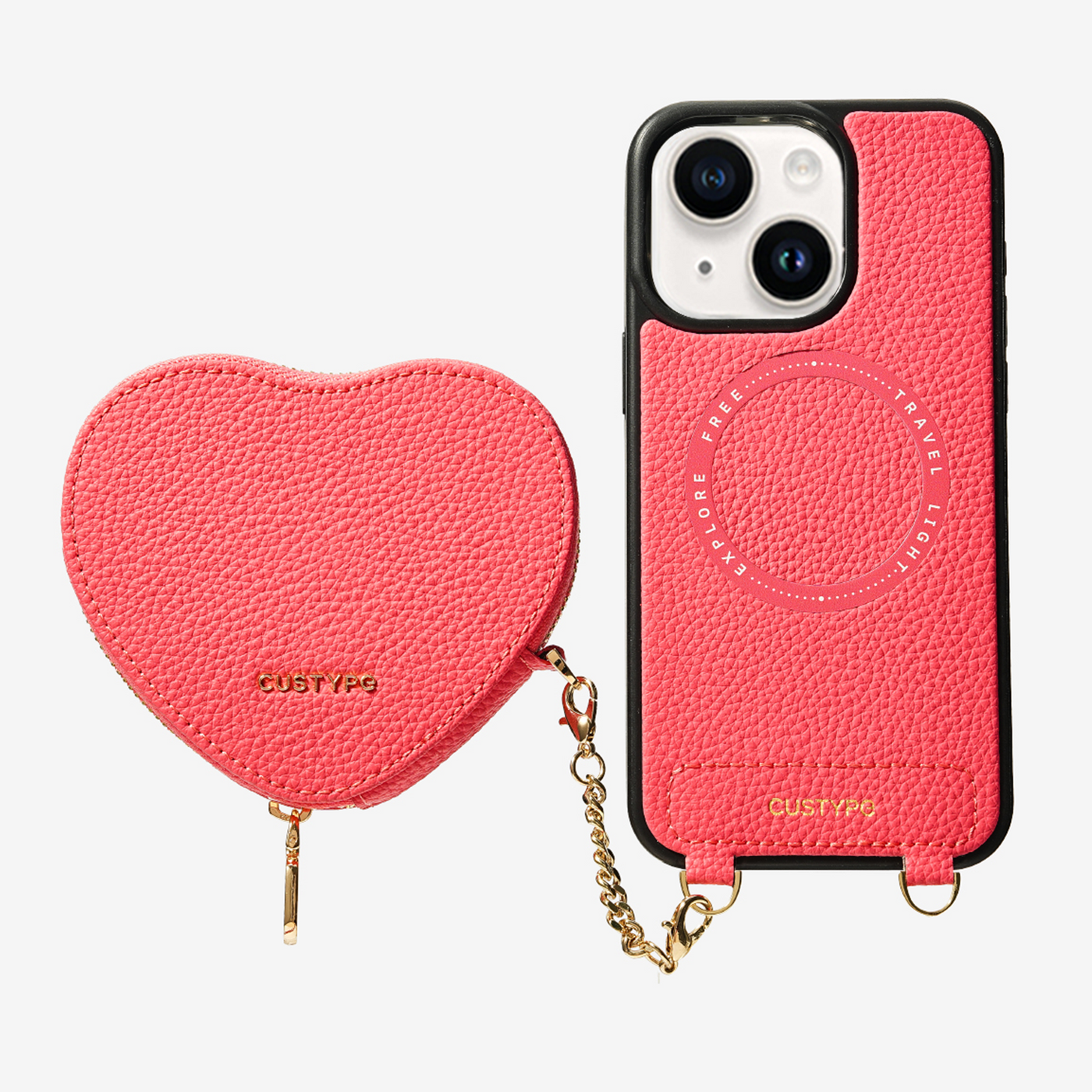 Original Design Set- Wireless Charging Phone Case With Detachable Heart Pouch-Mobile Phone Cases-Custype