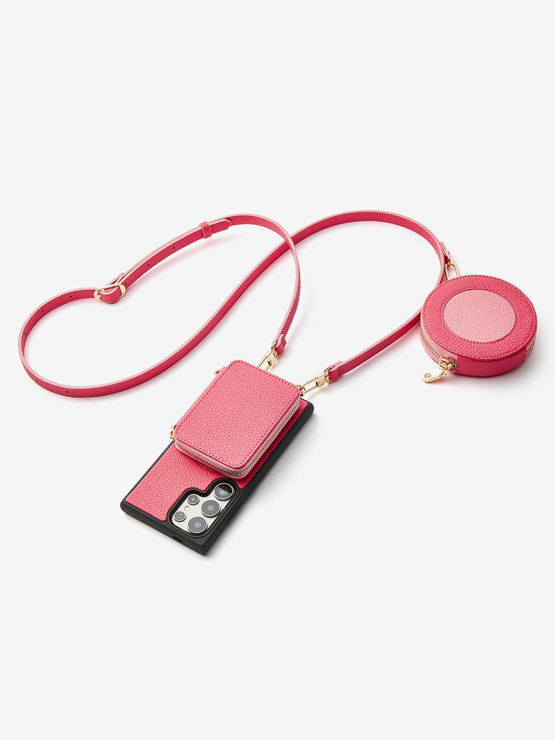 Unique Design Set- Samsung Galaxy Detachable Wireless Charging Crossbody Wallet Phone Case Round Pouch Set-Mobile Phone Cases-DETACHABLE WALLET & ROUND POUCH-Beige-Samsung S25 Ultra-Custype