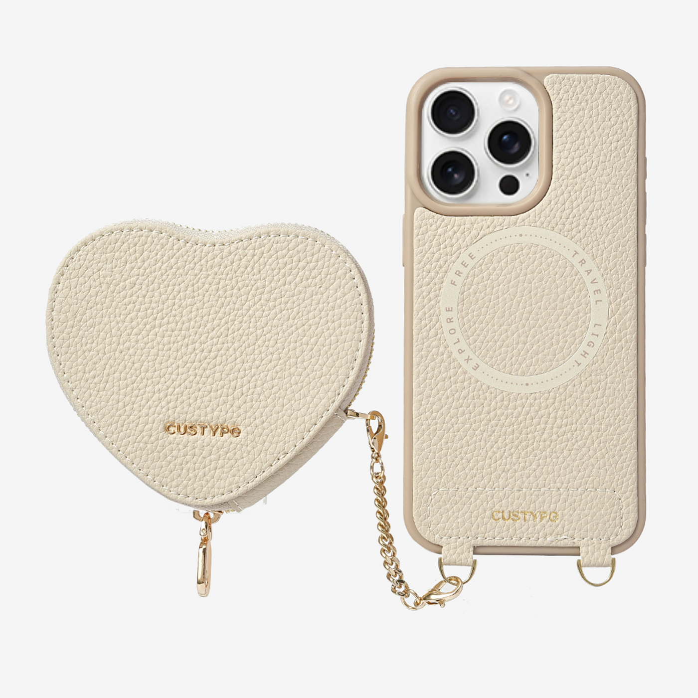 Original Design Set- Wireless Charging Phone Case With Detachable Heart Pouch-Mobile Phone Cases-Custype