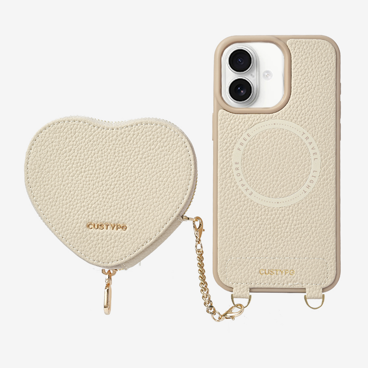 Original Design Set- Wireless Charging Phone Case With Detachable Heart Pouch-Mobile Phone Cases-Custype