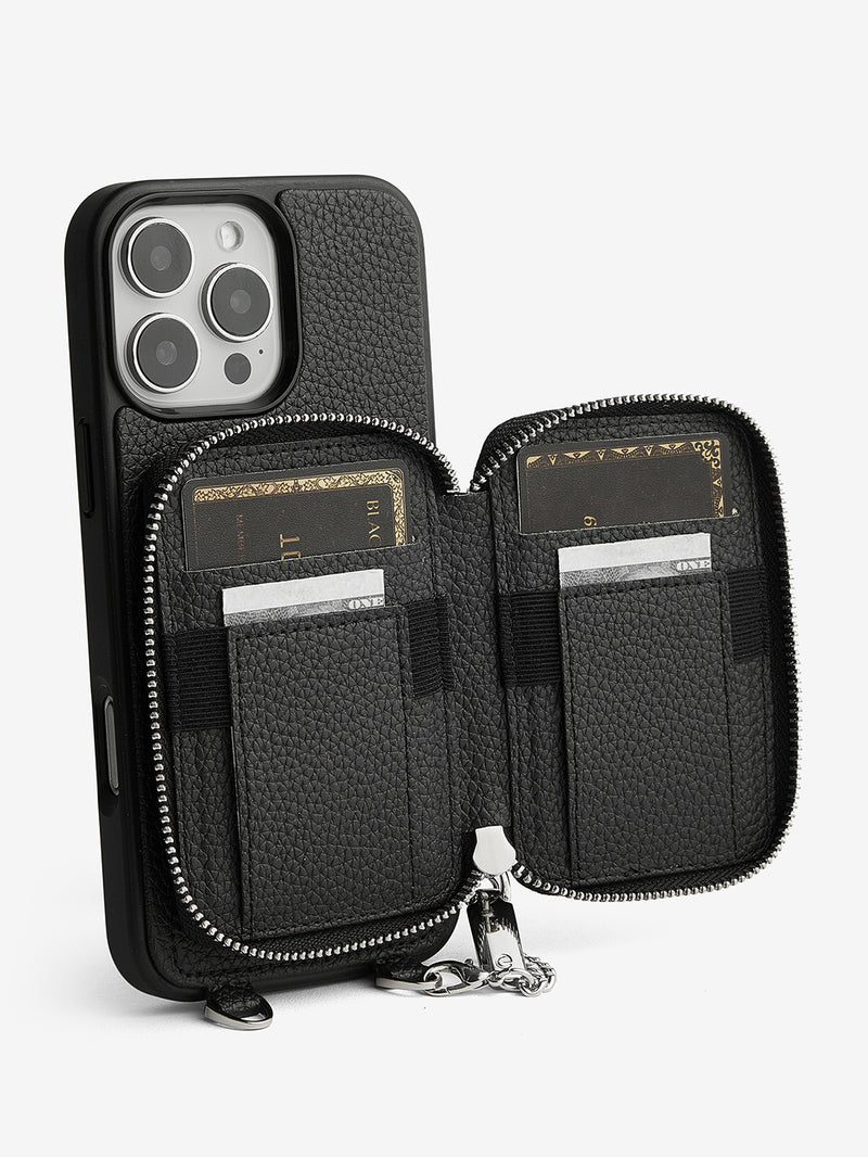 Lunar Silver Series- MagSafe Compatible Zipper Wallet Case for iPhone-Mobile Phone Cases-DETACHABLE WALLET & WIRELESS CHARGING-Green-iPhone 16 Pro Max-Custype