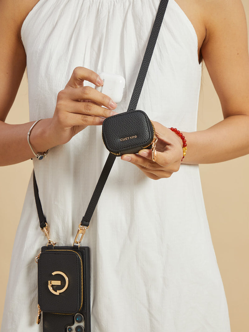 Original Design Set- Samsung Galaxy Wireless Charging Phone Case With AirPods Holder Set-Mobile Phone Cases-DETACHABLE WALLET & ROUND POUCH-Blue-Samsung S25 Ultra-Custype