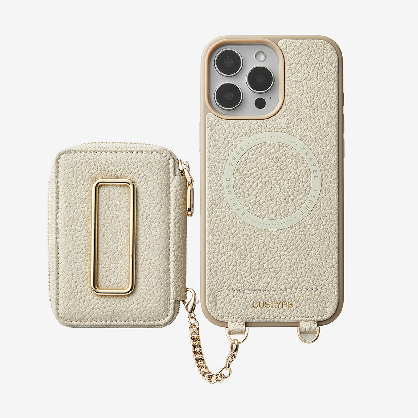 Original Design Set- Square Stand Detachable Wallet Phone Case-Mobile Phone Cases-PHONE CASE & WIRELESS CHARGING-Beige-iPhone 16 Pro Max-Custype