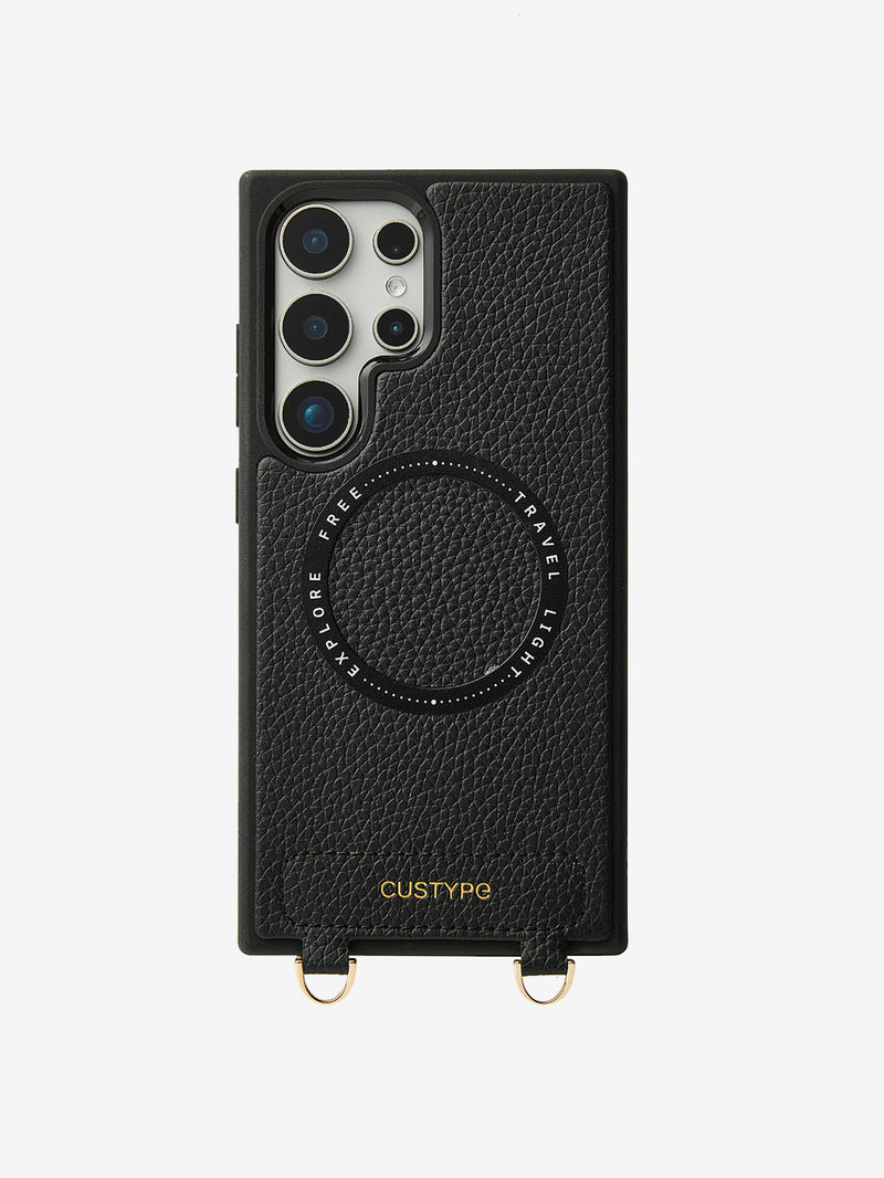 Unique Design Set- Samsung Galaxy Wireless Charging Webbing Crossbody Phone Case Round Pouch Set-Mobile Phone Cases-DETACHABLE WALLET & ROUND POUCH-Beige-Samsung S24 Ultra-Custype