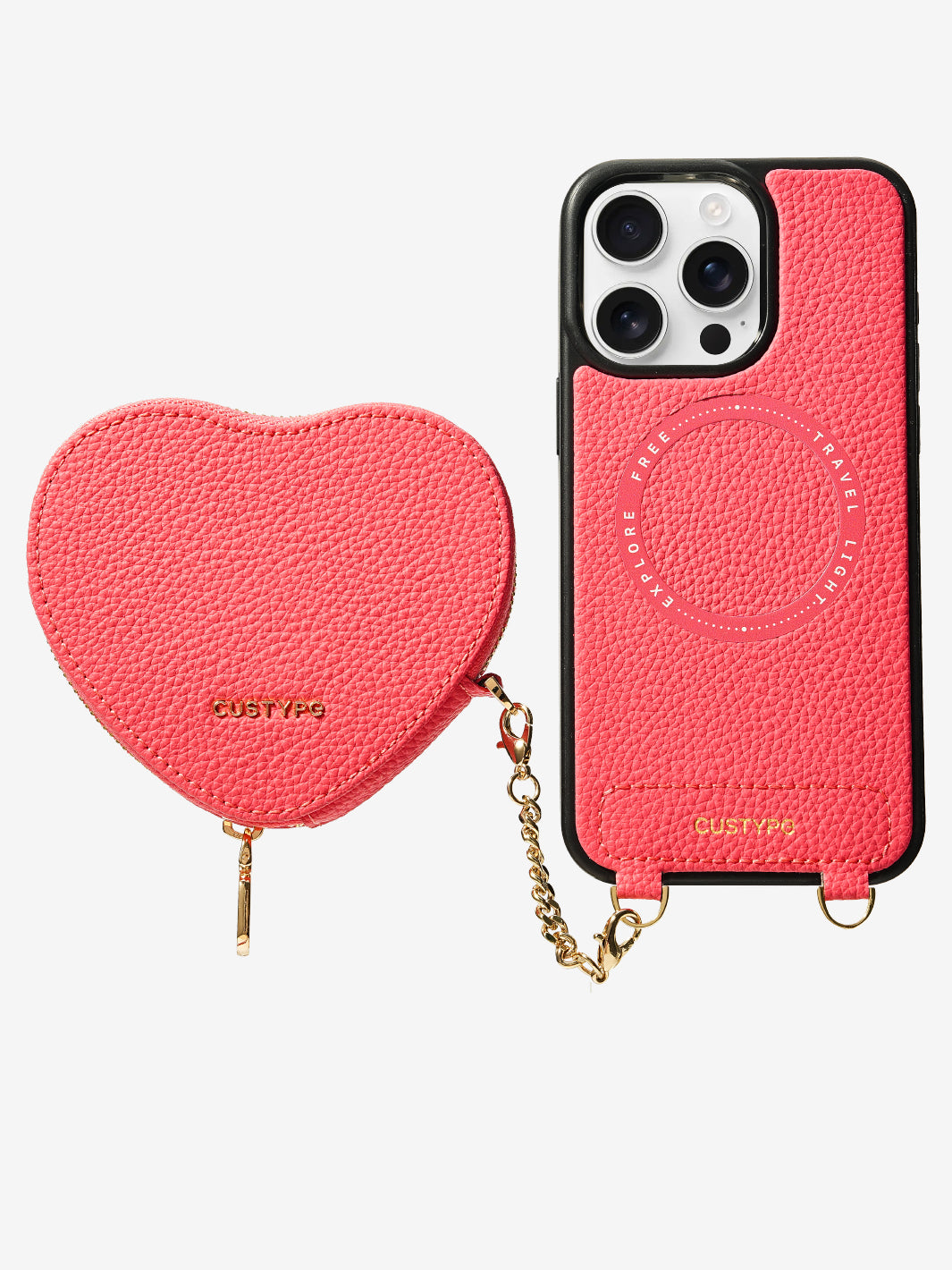 Original Design Set- Wireless Charging Phone Case With Detachable Heart Pouch-Mobile Phone Cases-Custype