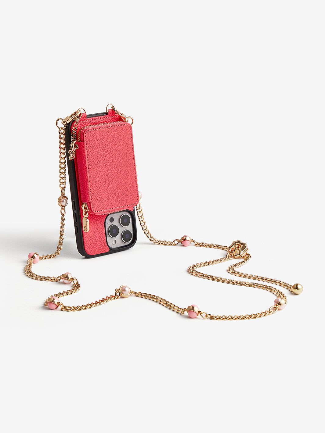 Candy Chain Assembly- Pearl Chain Purse iPhone Case Supporting Magsafe-Mobile Phone Cases-DETACHABLE WALLET & PHONE POUCH-Black-iPhone 16 Pro Max-Custype