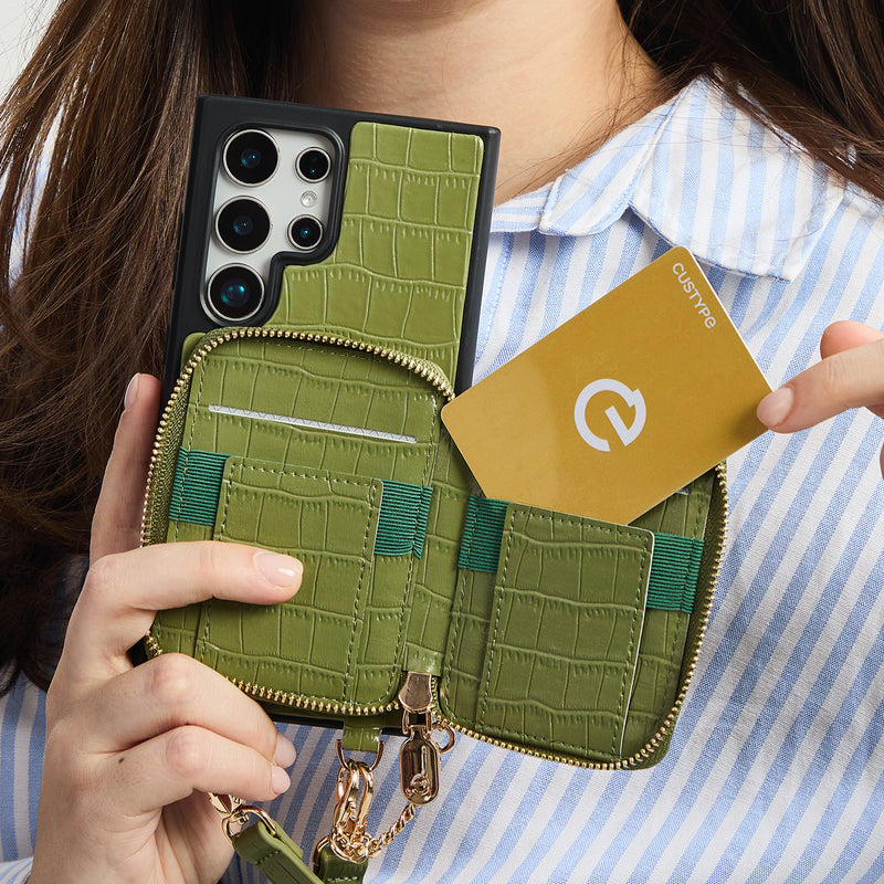 Crocodile Design Set- Samsung Galaxy Sling Grip Wallet Phone Case with Round Purse-Custype