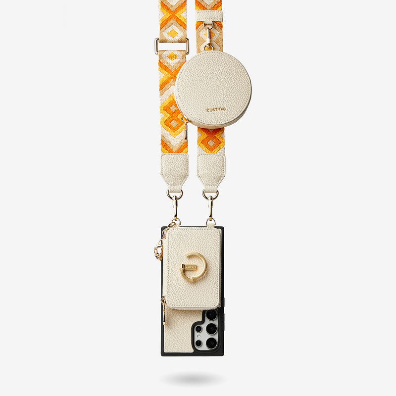 Original Design Set- Samsung Galaxy Wireless Charging Webbing Crossbody Phone Case Round Pouch Set-Mobile Phone Cases-Custype