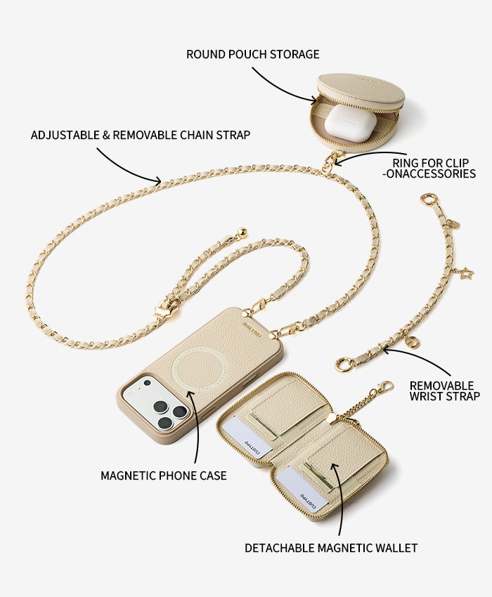 Allure Chain Round Pouch Set Features