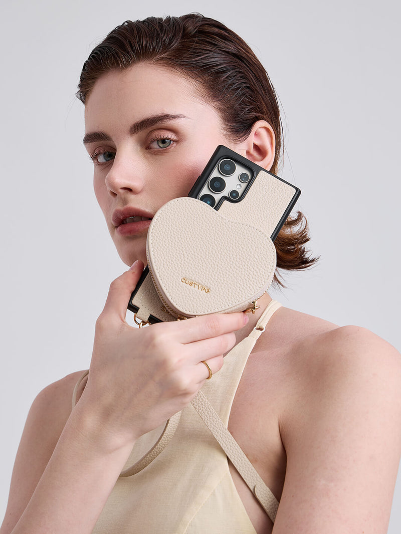 Heart Design Kit- Samsung Galaxy Detachable Wireless Charging Crossbody Wallet Phone Case Pouch Set-Mobile Phone Cases-DETACHABLE WALLET & WIRELESS CHARGING-Green-Samsung S25 Ultra-Custype