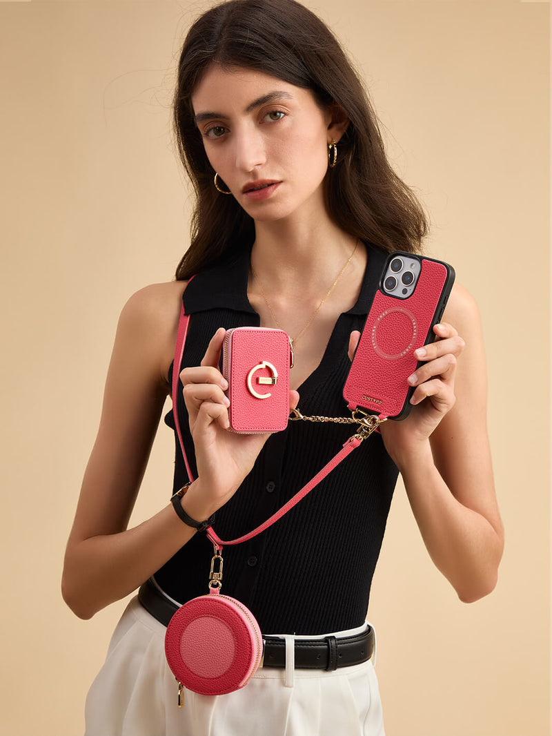 Pink phone case with card holder iPhone 16 Pro Max