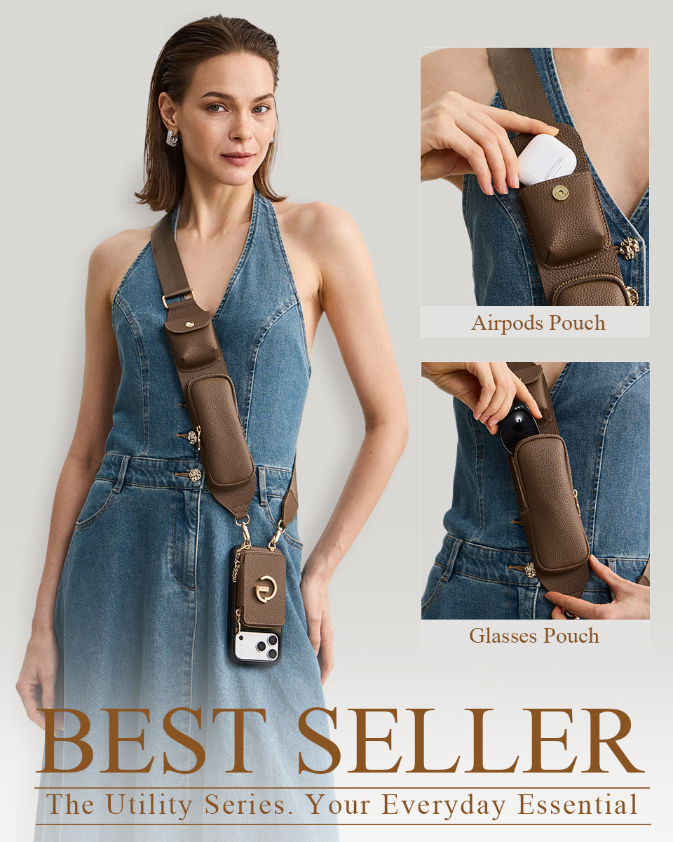 Custype Crossbody Phone Case for iPhone & Samsung with wallet & strap