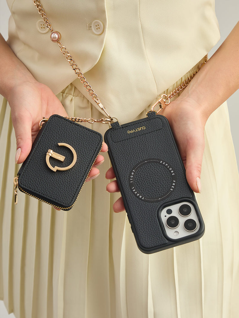 Candy Chain Kit- Magnetic Separable Wallet iPhone Case with Pearl Chain & Grip-Mobile Phone Cases-DETACHABLE WALLET & PHONE POUCH-Custype