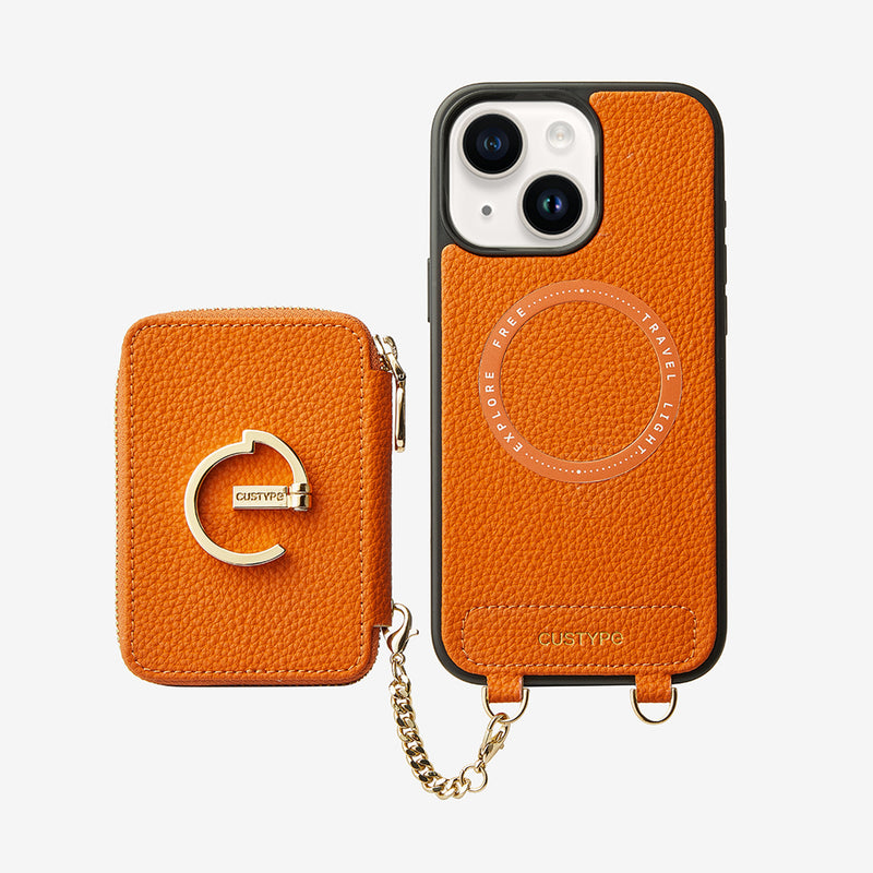 luxury leather phone cases orange
