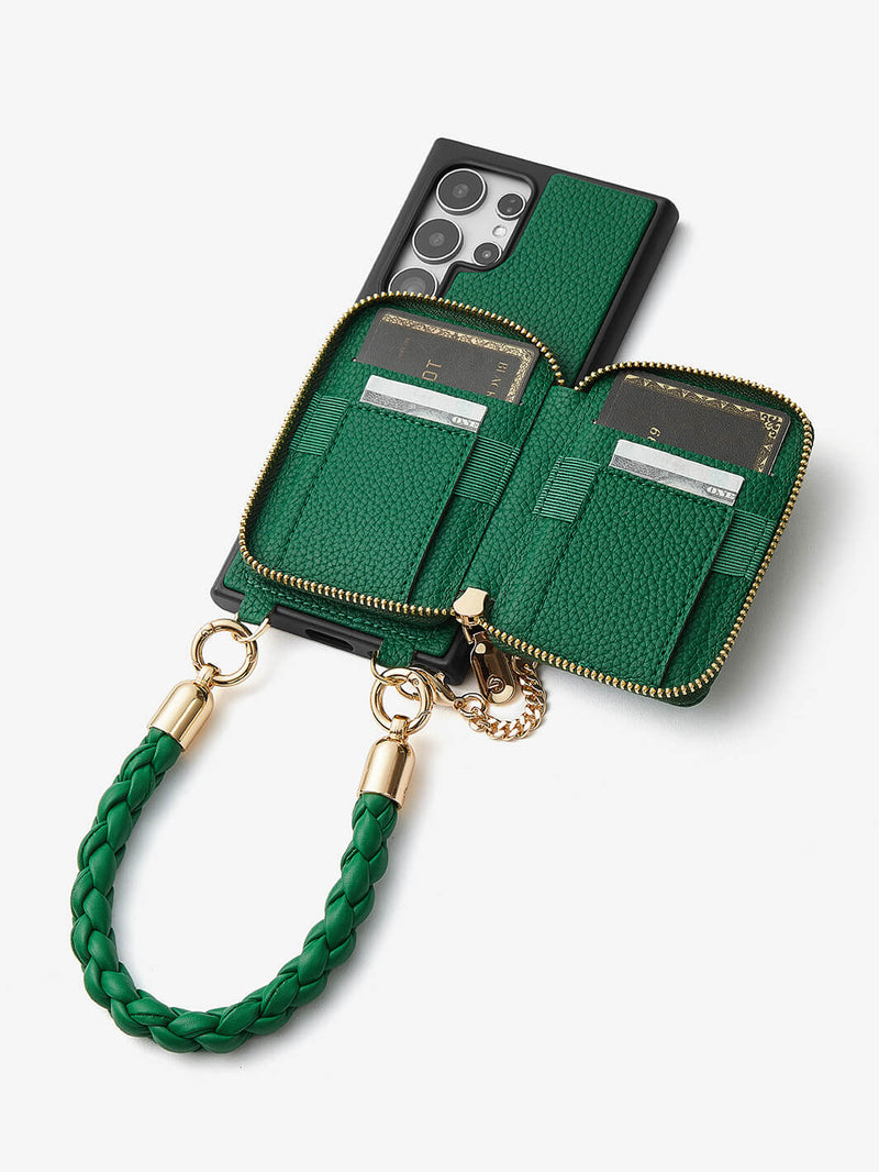 BraidTrend- Samsung Rope Style Wristlet Separable Wallet Phone Case-Mobile Phone Cases-WRISTBAND & PHONE POUCH-Black-Samsung S25 Ultra-Custype