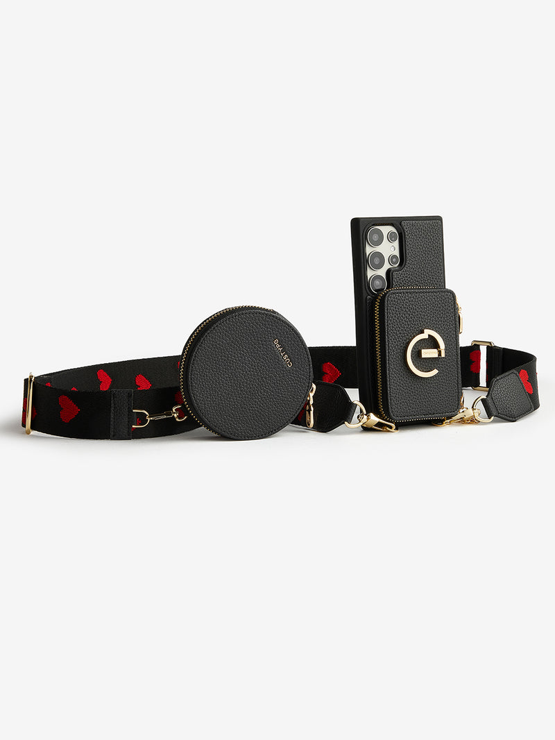 Original Design Set- Samsung Galaxy Wireless Charging Webbing Crossbody Phone Case Round Pouch Set-Mobile Phone Cases-Custype