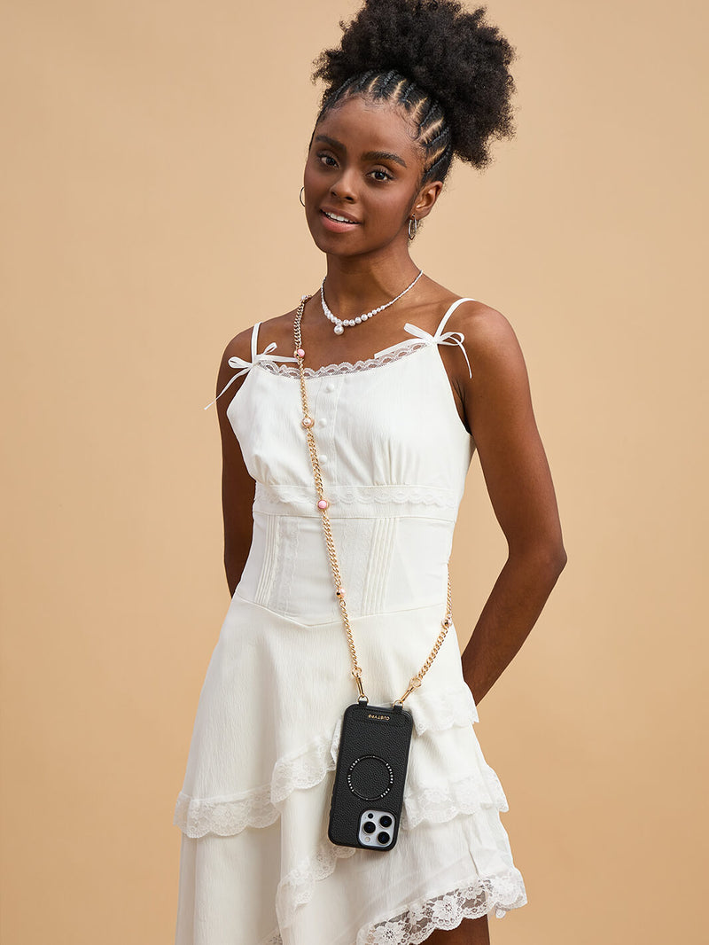 Sleek Design Kit- Magnetic Phone Case with Pearl Chain-Mobile Phone Cases-DETACHABLE WALLET & ROUND POUCH-Custype