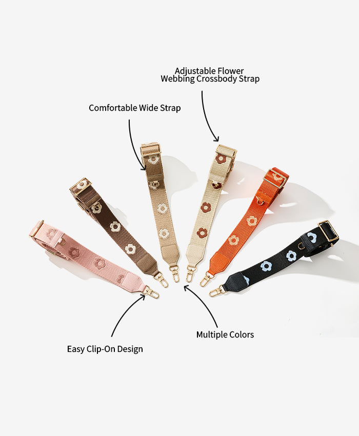 Flower Webbing Crossbody Strap Features