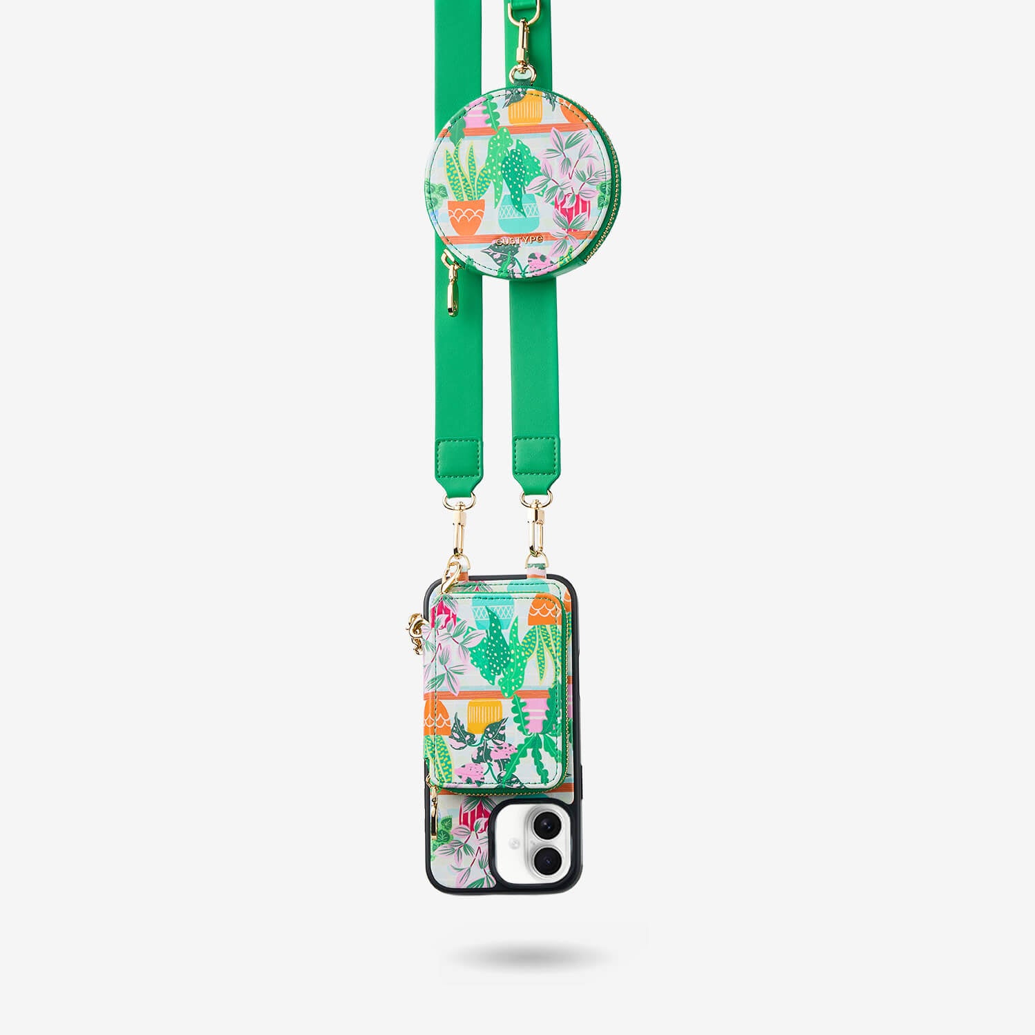 designer phone case with card holder and strap
