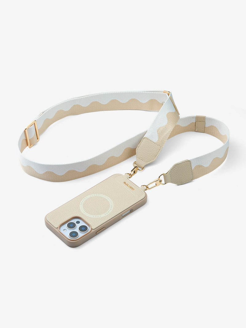 Sleek Design Kit- Webbing Crossbody Magnetic Phone Case-Mobile Phone Cases-DETACHABLE WALLET & ROUND POUCH-Peach Pink-iPhone 16 Pro Max-Custype