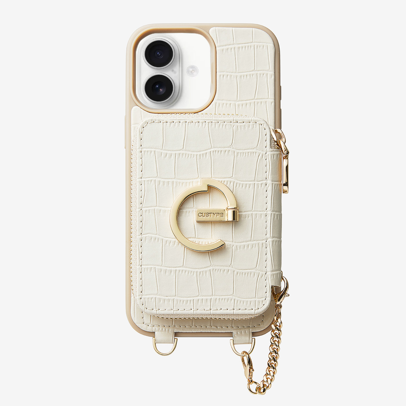 Crocodile Design Set- Detachable Wireless Charging E-stand Wallet Phone Case-Mobile Phone Cases-DETACHABLE WALLET & WIRELESS CHARGING-White-iPhone 16 Plus-Custype