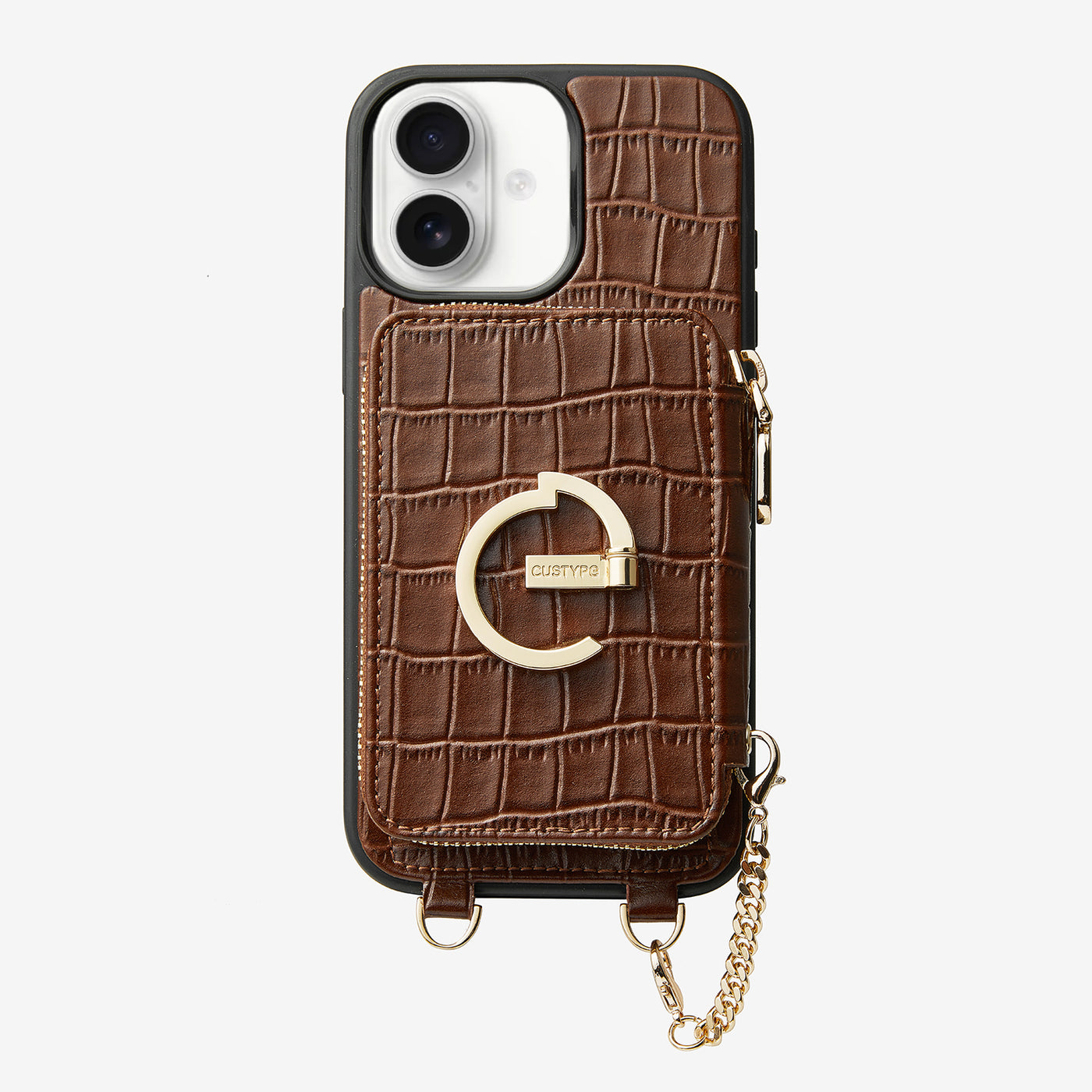 Crocodile Design Set- Detachable Wireless Charging E-stand Wallet Phone Case-Mobile Phone Cases-DETACHABLE WALLET & WIRELESS CHARGING-Brown-iPhone 16 Plus-Custype