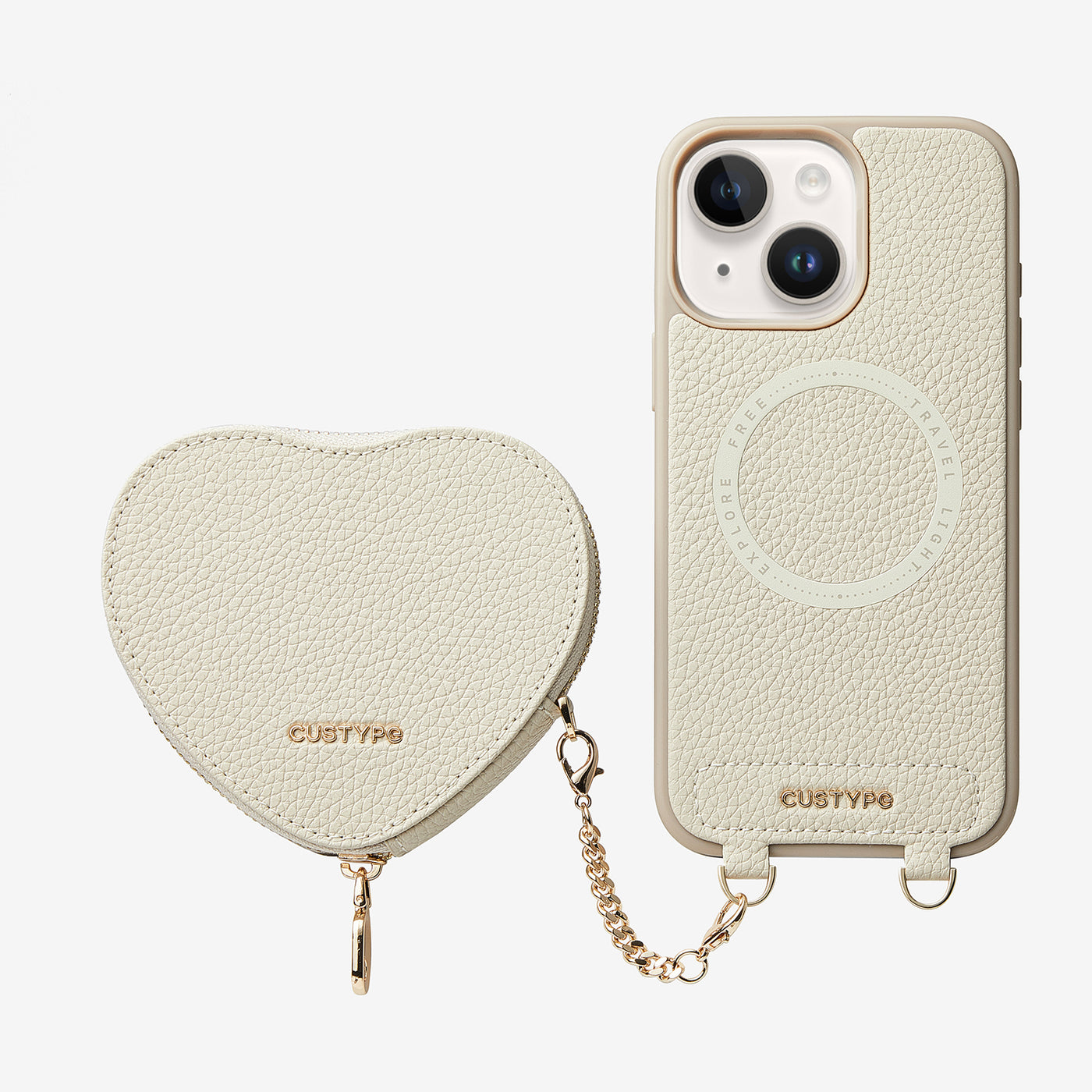 Heart Design Kit- Wireless Charging Phone Case With Detachable Pouch