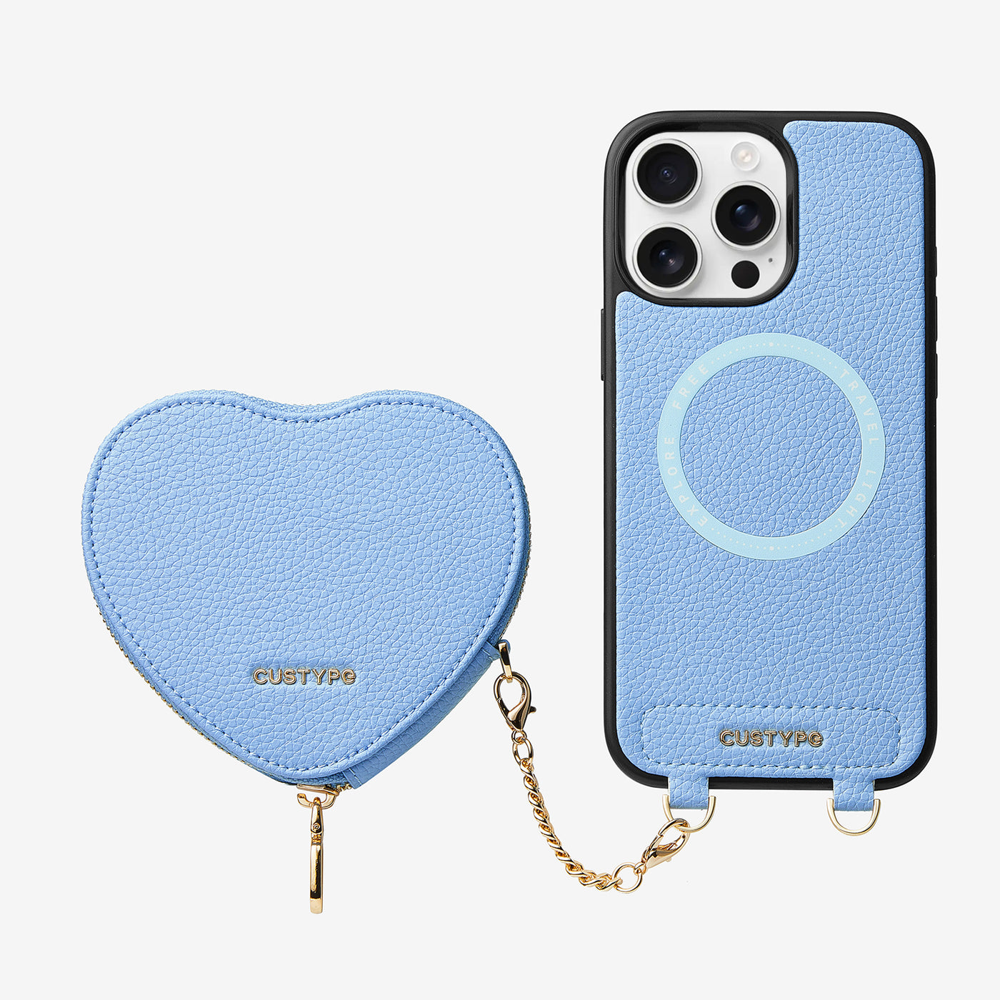 Heart Design Kit- Wireless Charging Phone Case With Detachable Pouch-Mobile Phone Cases-DETACHABLE WALLET & WIRELESS CHARGING-Blue-iPhone 16 Pro Max-Custype