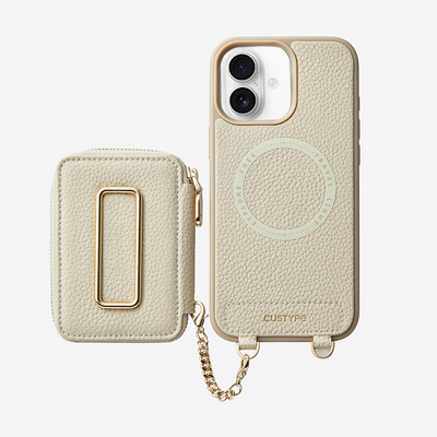 Original Design Set- Square Stand Detachable Wallet Phone Case-Mobile Phone Cases-PHONE CASE & WIRELESS CHARGING-Beige-iPhone 16 Plus-Custype