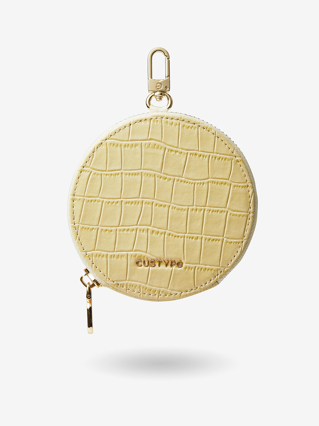 Crocodile Design Set- Classic Round Pouch-Mobile Phone Accessories-AIRPODS & LIPSTICK POUCH-Beige Yellow-Custype