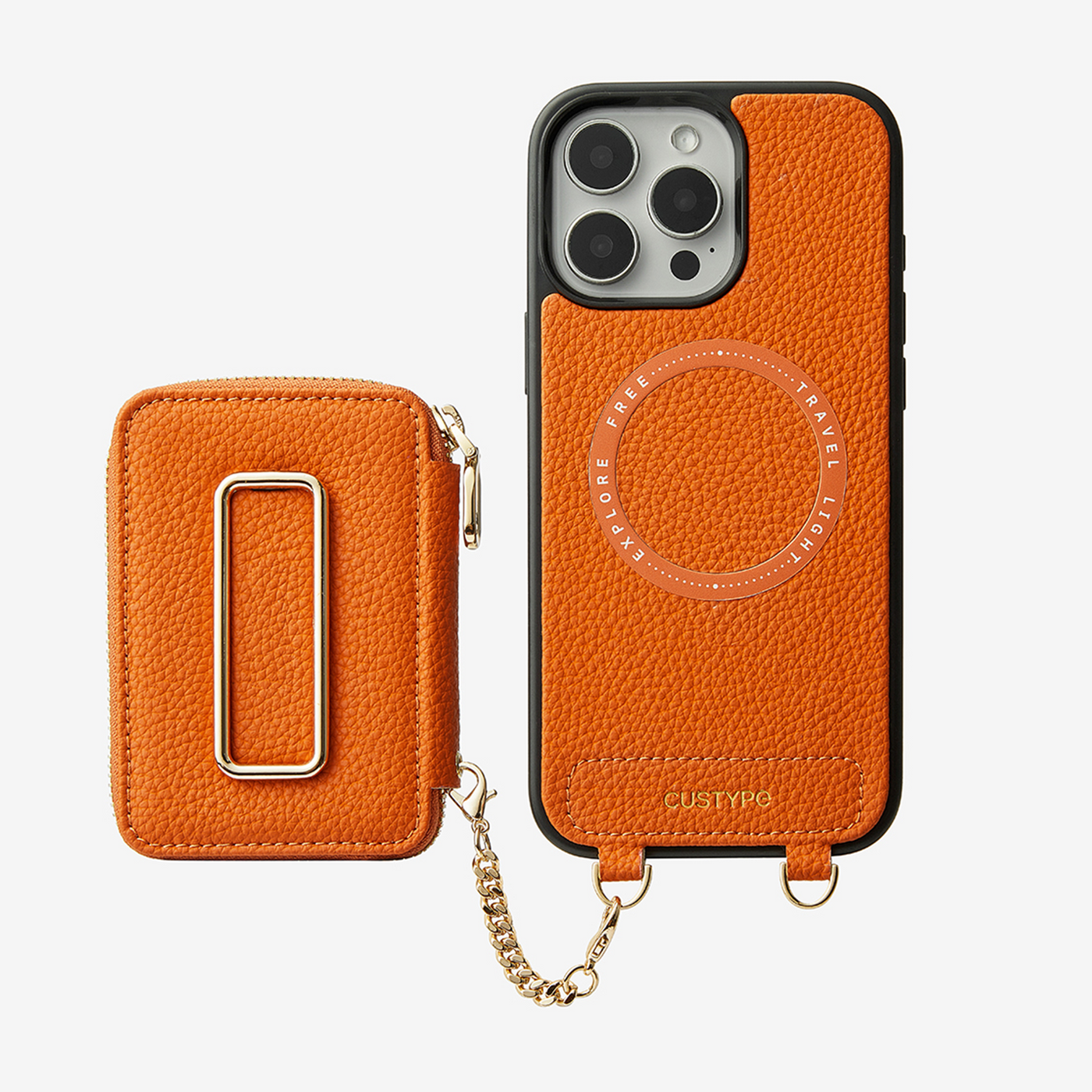 Original Design Set- Square Stand Detachable Wallet Phone Case-Mobile Phone Cases-PHONE CASE & WIRELESS CHARGING-Orange-iPhone 16 Pro Max-Custype