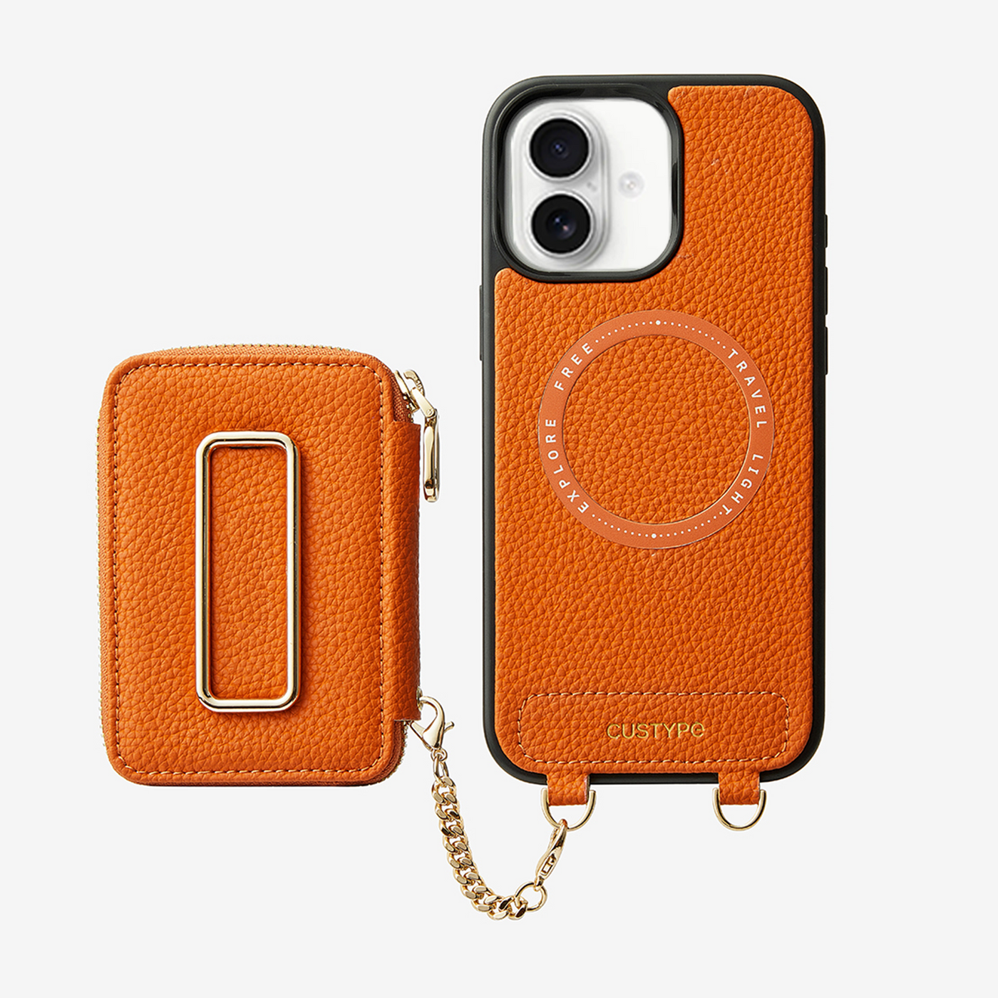 Original Design Set- Square Stand Detachable Wallet Phone Case-Mobile Phone Cases-PHONE CASE & WIRELESS CHARGING-Orange-iPhone 16 Plus-Custype