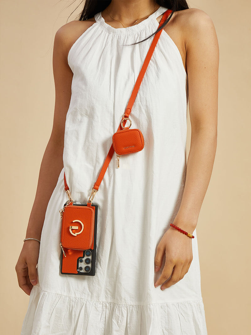 Original Design Set- Samsung Galaxy Wireless Charging Phone Case With AirPods Holder Set-Mobile Phone Cases-DETACHABLE WALLET & ROUND POUCH-Blue-Samsung S25 Ultra-Custype