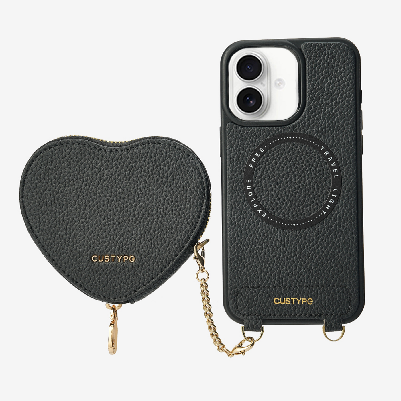 Original Design Set- Wireless Charging Phone Case With Detachable Heart Pouch-Mobile Phone Cases-Custype