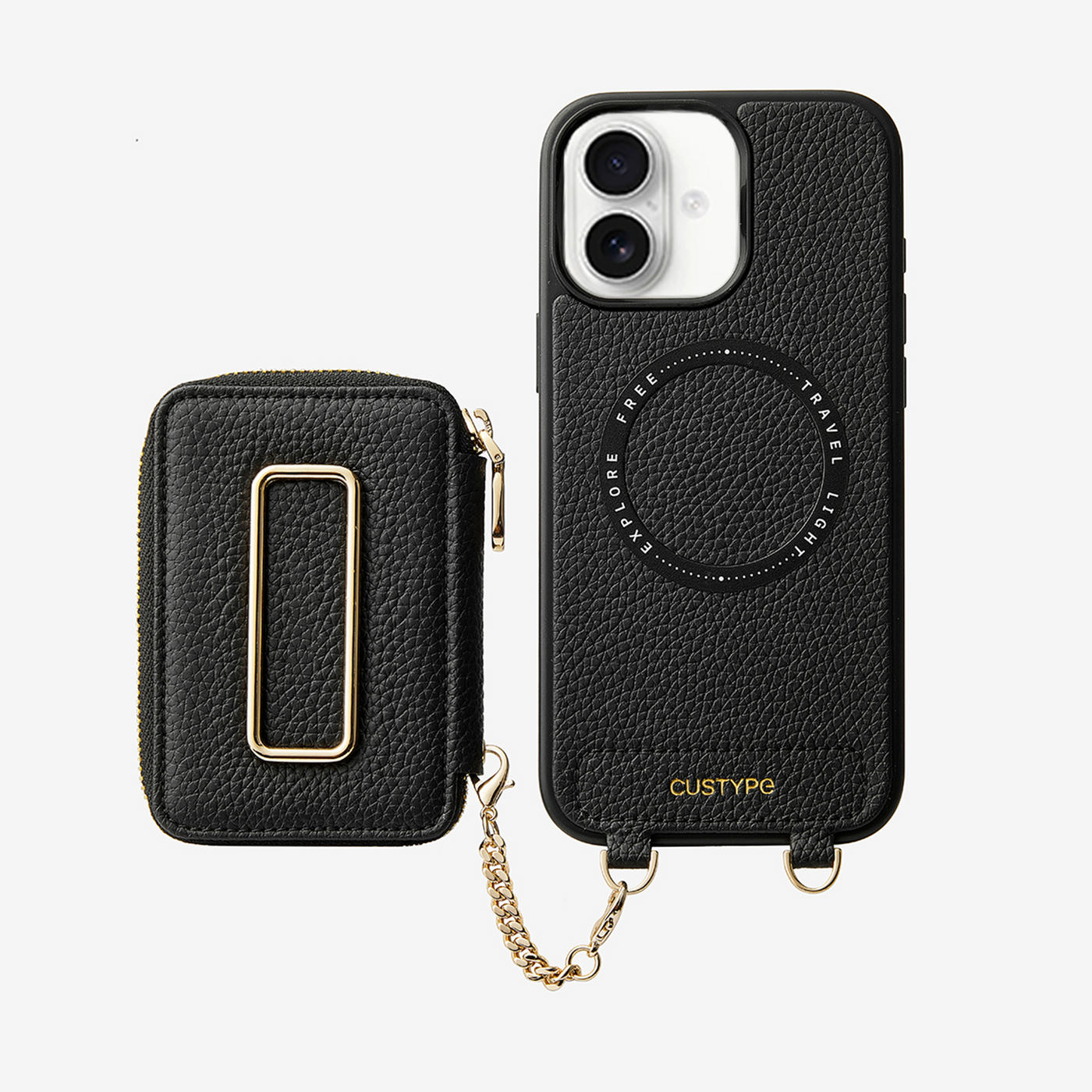 Original Design Set- Square Stand Detachable Wallet Phone Case-Mobile Phone Cases-PHONE CASE & WIRELESS CHARGING-Black-iPhone 16 Plus-Custype