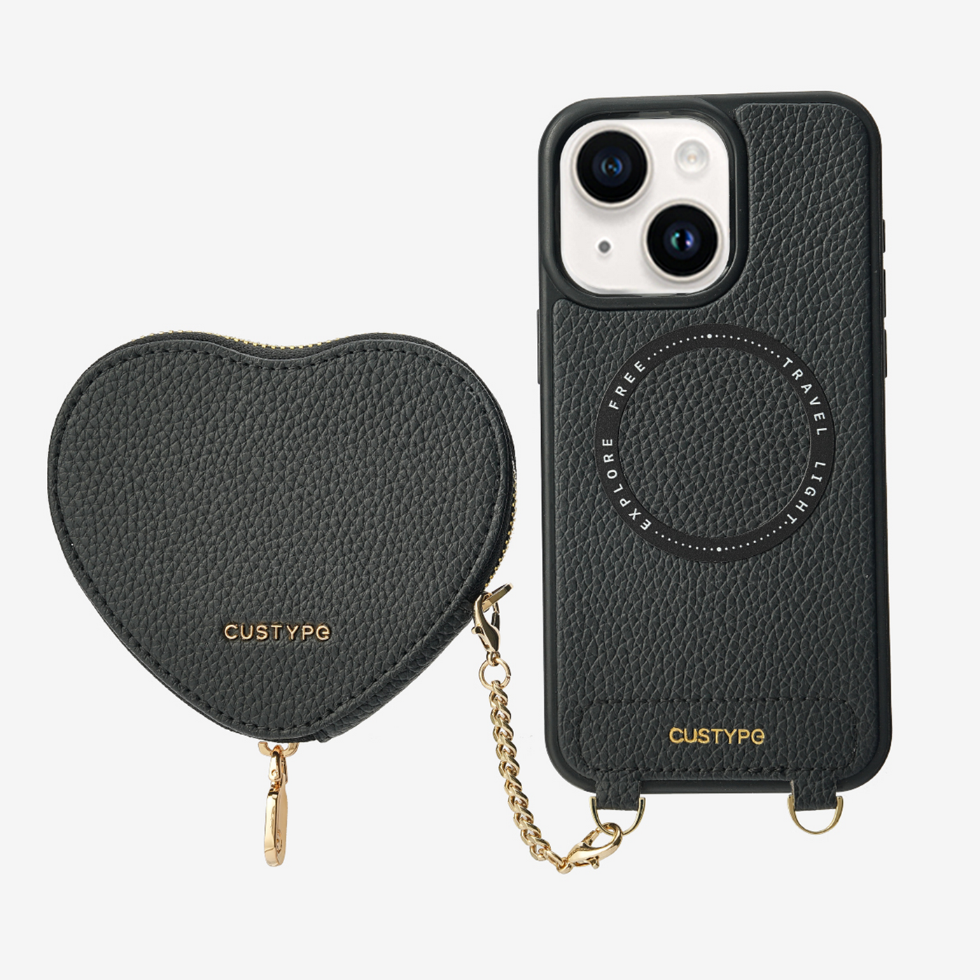 Original Design Set- Wireless Charging Phone Case With Detachable Heart Pouch-Mobile Phone Cases-Custype