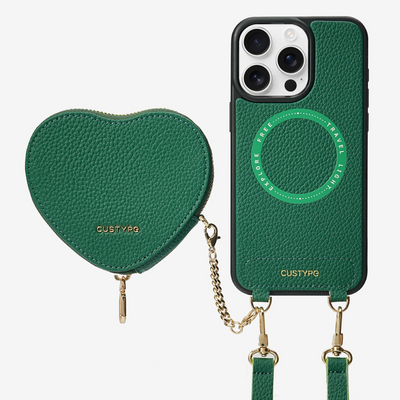 Original Design Set- Wireless Charging Crossbody Wallet Phone Case Heart Pouch Set-Mobile Phone Cases-Custype