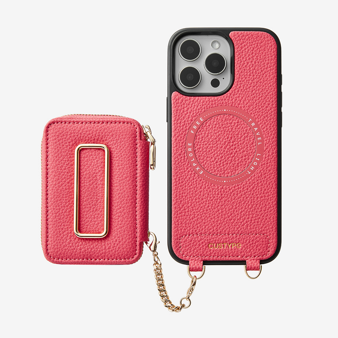 Original Design Set- Square Stand Detachable Wallet Phone Case-Mobile Phone Cases-PHONE CASE & WIRELESS CHARGING-Peach Pink-iPhone 16 Pro Max-Custype