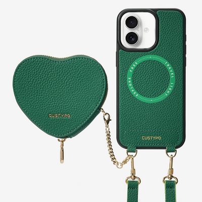 Original Design Set- Wireless Charging Crossbody Wallet Phone Case Heart Pouch Set-Mobile Phone Cases-Custype