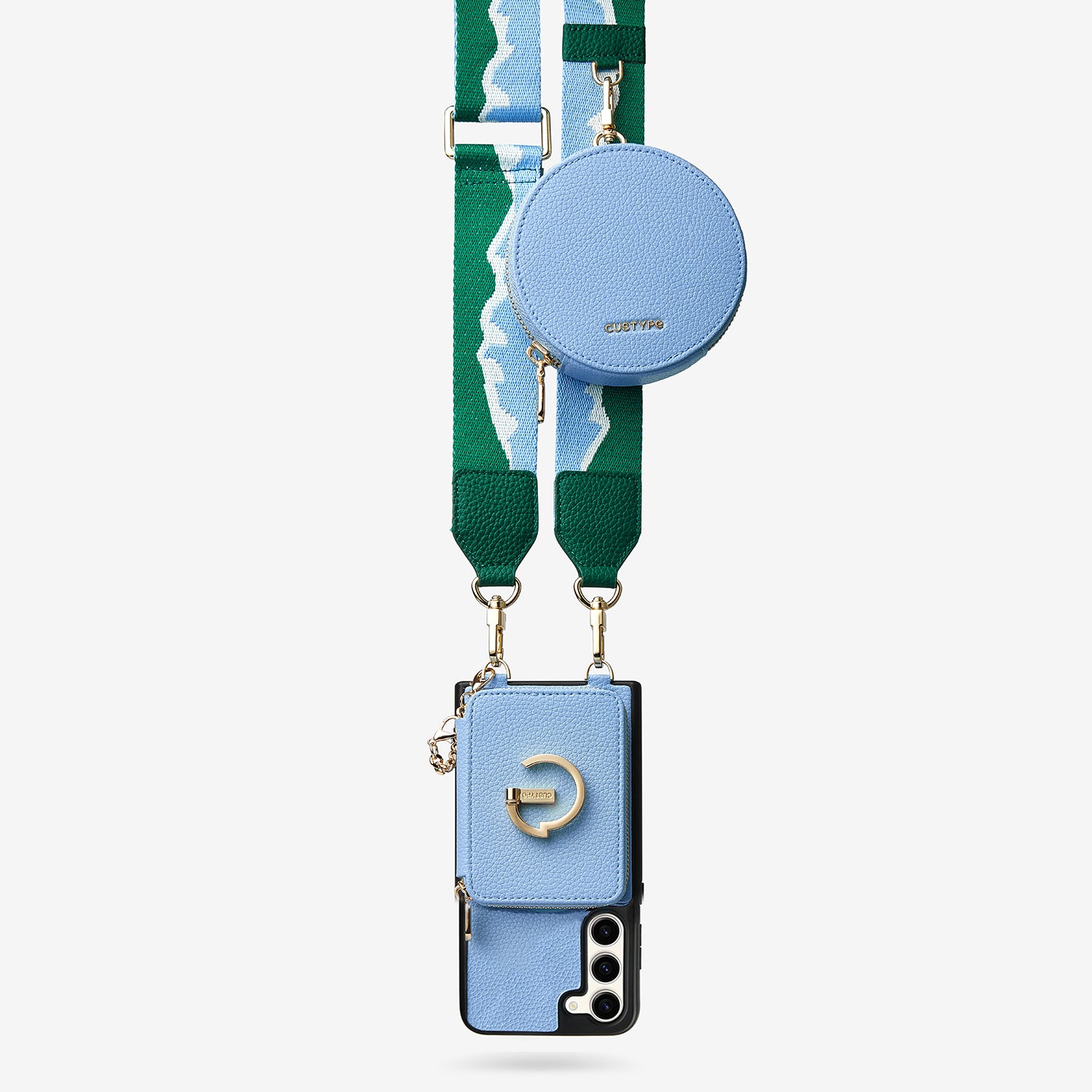 Original Design Set- Samsung Galaxy Webbing Crossbody Phone Case With Magnetic Wallet Round Pouch Set-Mobile Phone Cases-DETACHABLE WALLET & ROUND POUCH-Blue-Samsung S25 Plus-Custype