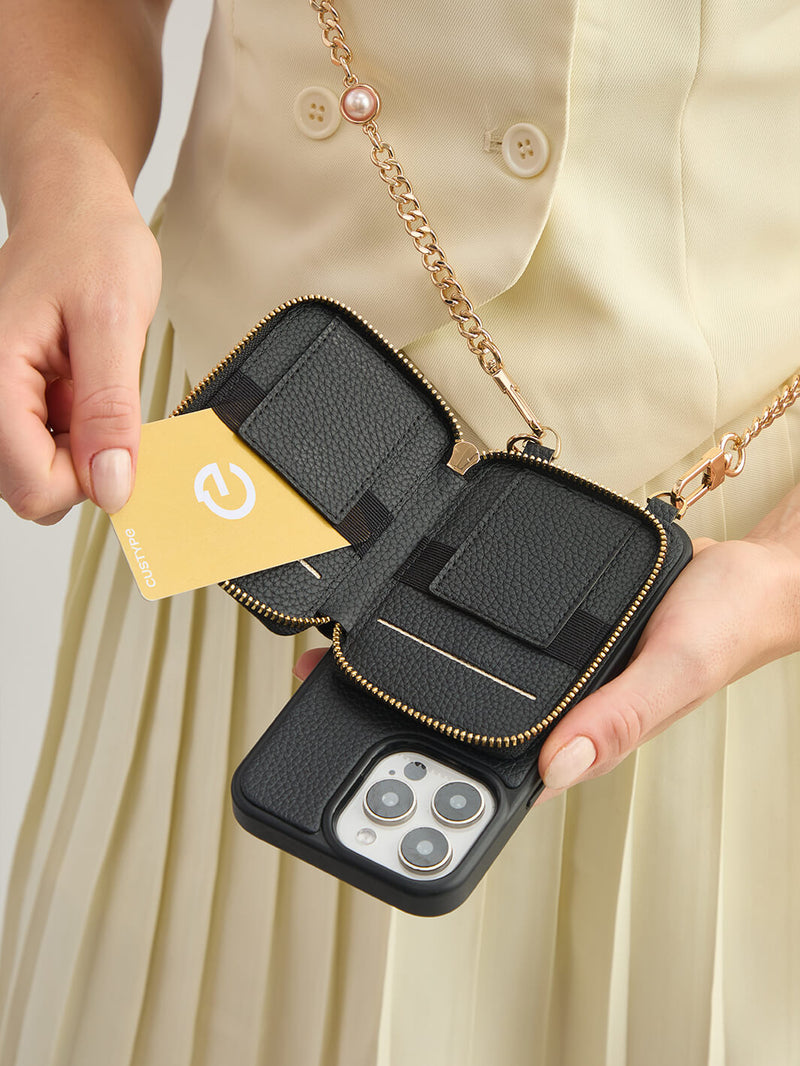 Candy Chain Kit- Magnetic Separable Wallet iPhone Case with Pearl Chain & Grip-Mobile Phone Cases-DETACHABLE WALLET & PHONE POUCH-Custype