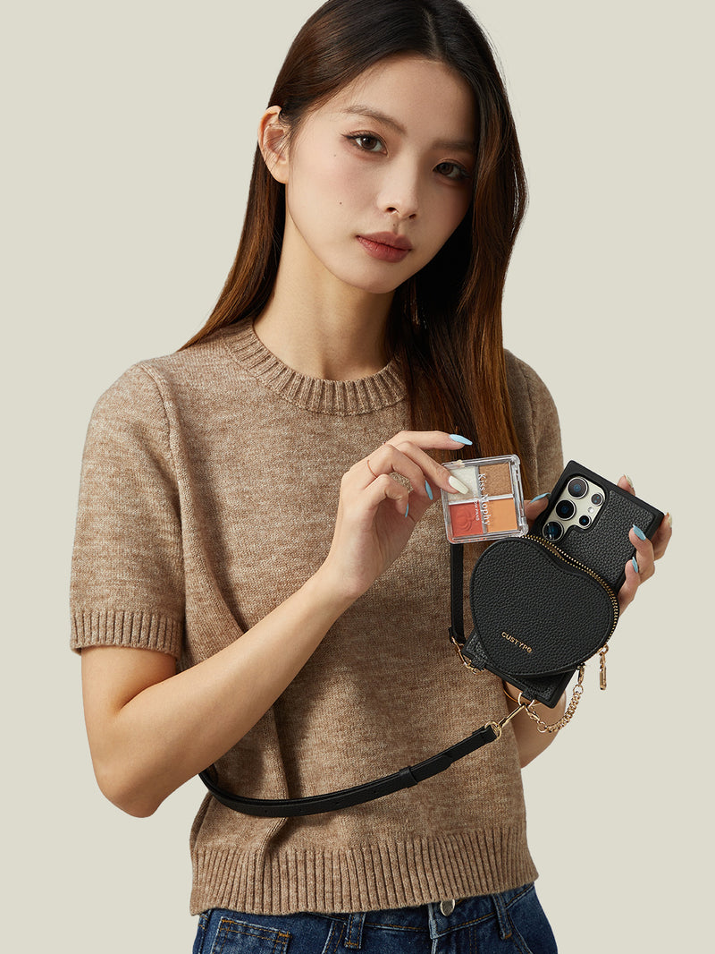 Heart Design Kit- Samsung Galaxy Detachable Wireless Charging Crossbody Wallet Phone Case Pouch Set-Mobile Phone Cases-DETACHABLE WALLET & WIRELESS CHARGING-Green-Samsung S25 Ultra-Custype