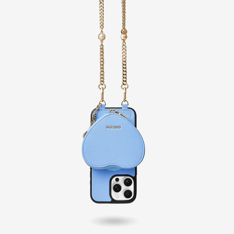 zipper heart pouchiphone case with wrist strap