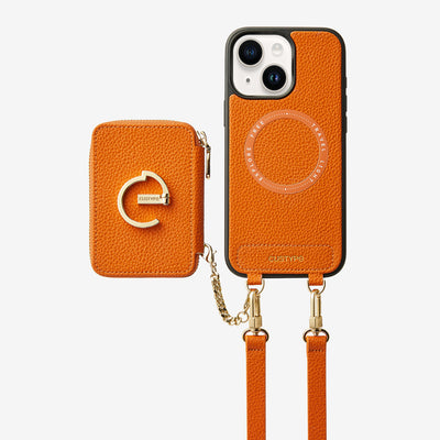 premium leather iphone case orange